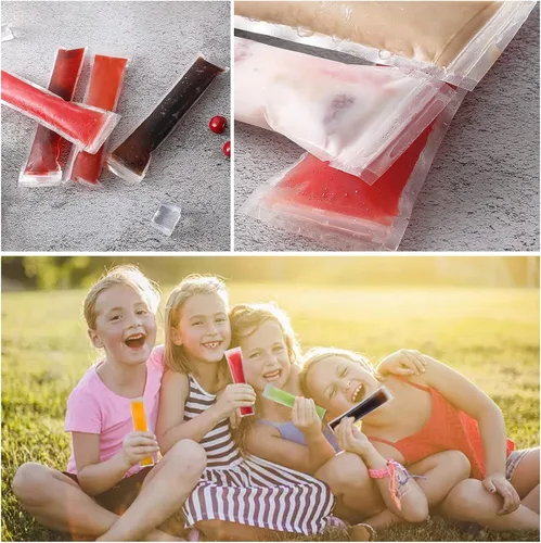 Vista 3 de Bolsas de moldes para paletas de hielo, desechables, para bricolaje, bolsas de molde caseras con embudo de silicona, para congelar, aperitivos