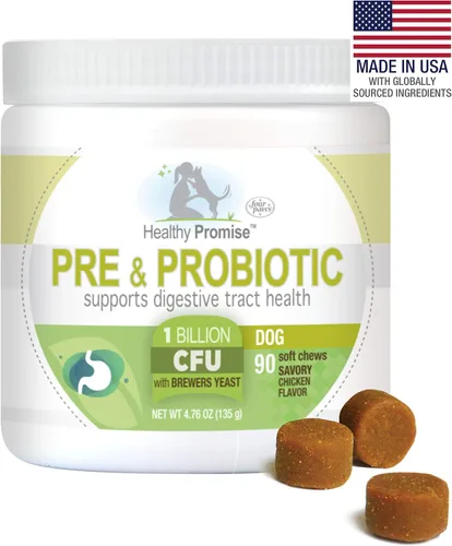 Vista 9 de Four Paws Healthy Promise Pre y probióticos para perros masticables suaves 90 unidades Savory chicken flavor soft chews, 1 billion CFU, with