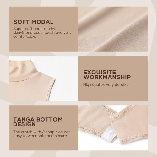 Vista 4 de INLYRIC Body de manga larga para mujer cuello alto sin mangas básico ajustado elástico para mujer