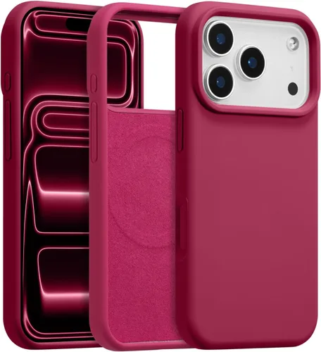 Vista 488 de Funda magnética de silicona para iPhone 13 Pro, color blanco antiguo [Compatible con Magsafe] [Forro de microfibra suave antiarañazos], funda