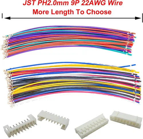 Vista 3 de PH2.0.000 in JST - Kit de conector macho con cable preprensado de 22 AWG, 2/3/4/5/6/7/8/9/10/12 pines de carcasa JST conector de cable adaptador