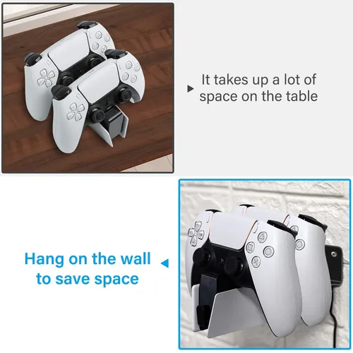 Vista 6 de Wall Mount for PS5 Controller Charger Station, PS5 Wall Mount PS5 DualSense Charging Station Wall Mount for PS5 DualSense Controllers
