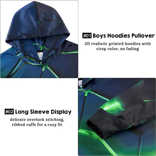 Vista 4 de Ahegao Sudaderas con capucha para niños, sudaderas para niñas con estampado 3D de 6 a 16 años