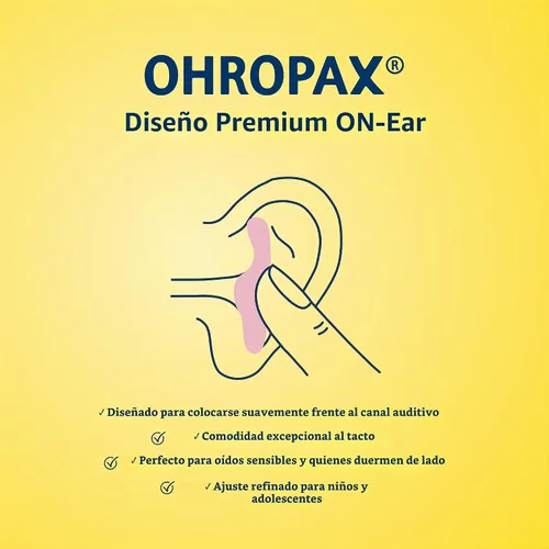 Vista 2 de Ohropax - Tapones reutilizables de cera y algodón (12 tapones en total), tapones para los oídos para dormir con cancelación de ruido, natación