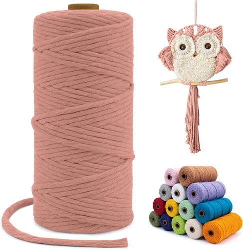 Vista 70 de Cuerda de macramé de una sola hebra de 0.197 in x 110 yardas, cuerda de macramé de algodón natural de 0.197 in, cuerda de algodón grueso para colgar