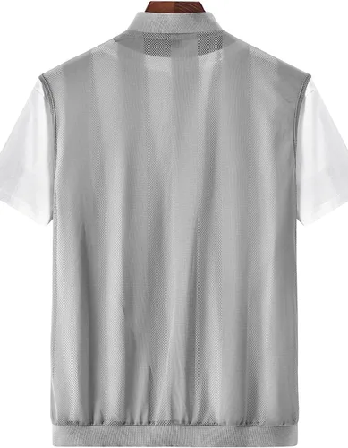 Vista 3 de Flygo Chaleco casual de verano para hombre, ligero, transpirable, malla transpirable y con cremallera