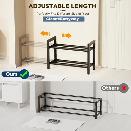 Vista 4 de Mavivegue Zapatero expandible, organizador de zapatos ajustable de 2 niveles, estante de zapatos para armario, entrada, puerta delantera