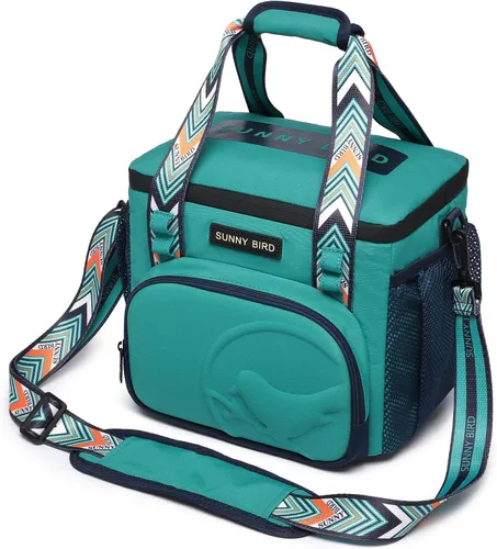 Vista 12 de SUNNY BIRD Lonchera térmica grande de 12 litros, a prueba de fugas y plegable, para mujeres adultas y hombres, se adapta a 18 latas (Negro 01)
