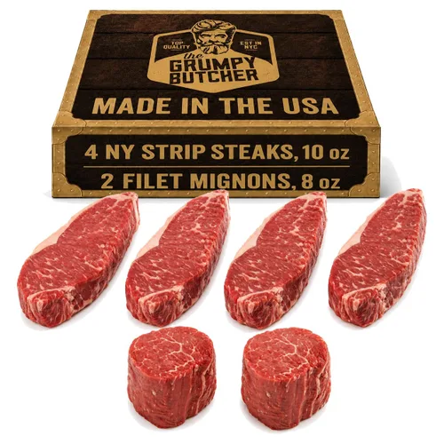 Vista 10 de Grumpy Butcher Ribeye and Top - Juego de filete de solomillo, paquete de 4
