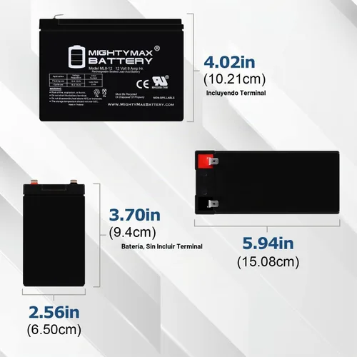 Vista 4 de Mighty Max Battery Reemplazo de caída para vehículo de paseo de 12 V con kit de batería de 8 ah y arnés con conector de 2 pines