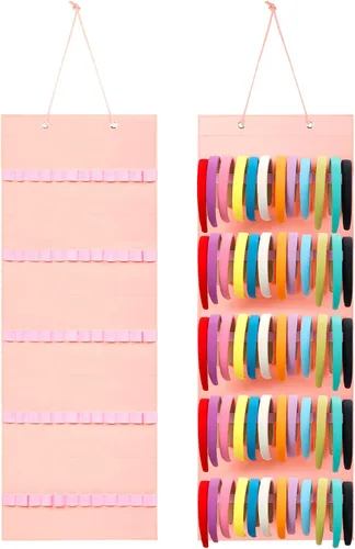 Vista 14 de Tudomro Soporte Colgante para Diademas para Niñas Organizador de Accesorios de Cabello de Felpa con 60 Bandas Elásticas Soporte para Lazos
