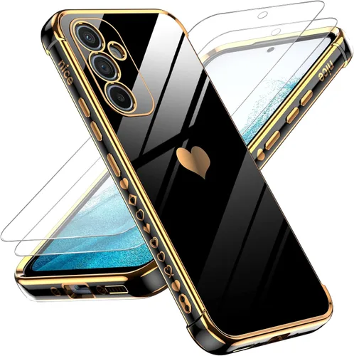 Vista 96 de LeYi Funda para Motorola-G 2025: Love Heart Plating Luxury, Negro
