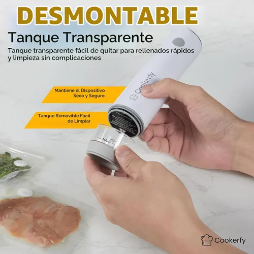 Vista 6 de Máquina selladora al vacío de alimentos con pantalla digital y tanque visible, sellador al vacío compacto de mano de flujo de aire de 8 litros