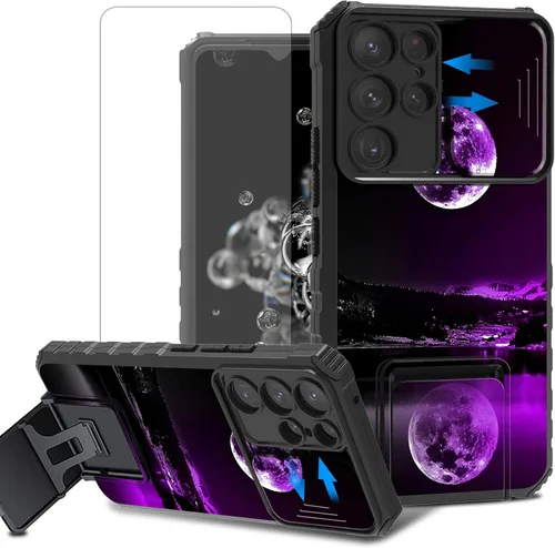 Vista 77 de Funda para teléfono Samsung Galaxy A15 5G con protector de pantalla con cubierta deslizante para cámara y soporte de doble capa híbrida resistente a