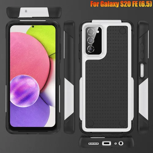 Vista 8 de Funda resistente para Samsung Galaxy S20 FE (5G) de 6.5 pulgadas, 4 esquinas con bolsas de aire [protección contra caídas de 12 pies], agarre