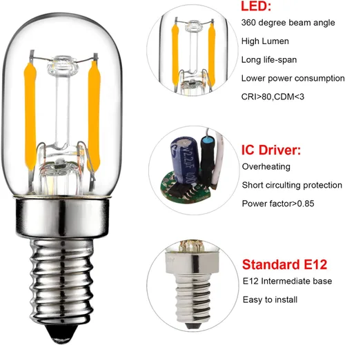 Vista 4 de LiteHistory E12 1 vatio igual 15w bombillas de luz nocturna 150lm lámpara de sal del Himalaya bombilla 2700K t22 t7 bombilla LED paquete de 2