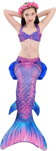Vista 5 de Niñas Cola de sirena Natación Traje de baño Natación Ropa de playa Niños Sirena Traje de baño Halloween Cosplay Trajes