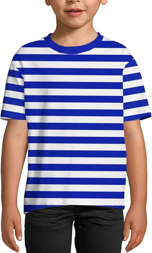 Vista 2 de Deerose Camiseta unisex de Halloween a rayas para niños de 3 a 14 años