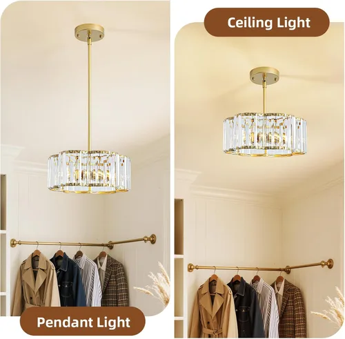 Vista 7 de Candelabro pequeño de cristal dorado, lámpara moderna de 3 luces para comedor sobre la mesa, accesorio de iluminación redondo para pasillo