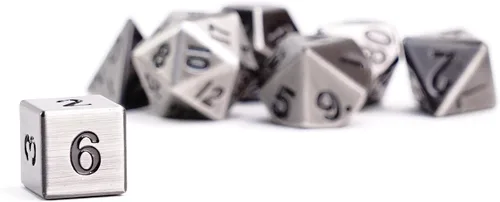 Vista 9 de FanRoll - Juego de dados poliédricos de metal de 0.630 in, plata antigua, dados de juego de rol para Calabozos y Dragones