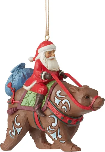 Vista 4 de Enesco Jim Shore Heartwood Creek - Adorno colgante de oso montante de Papá Noel, 3.94 pulgadas, multicolor