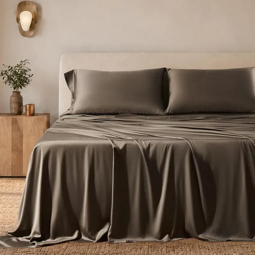 Vista 11 de EverGrace Tencel™ Sheet Set, Breathable & Cooling, Queen, Dark Olive Green Cooling, Luxury Silky Soft, Lyocell TENCEL Sheets, Breathable Bedding for