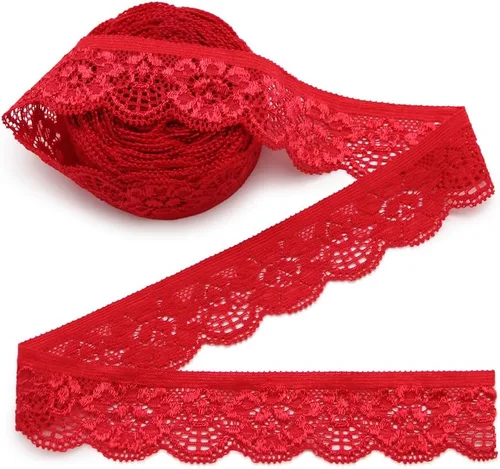 Vista 19 de SEMINI Cinta elástica de encaje de 1 pulgada de ancho para costura, manualidades, boda, fiesta, decoración, ropa (beige)