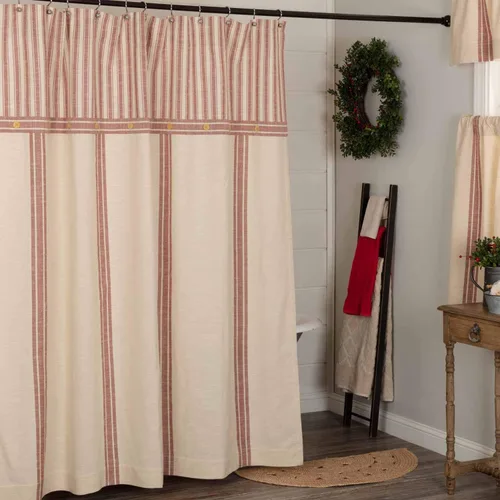 Vista 8 de Piper Classics Market Place Funda de Almohada Euro Sham Acolchada con Rayas Ticking Rojas, 26" x 26", Ropa de Cama Estilo Granja Roja y Crema