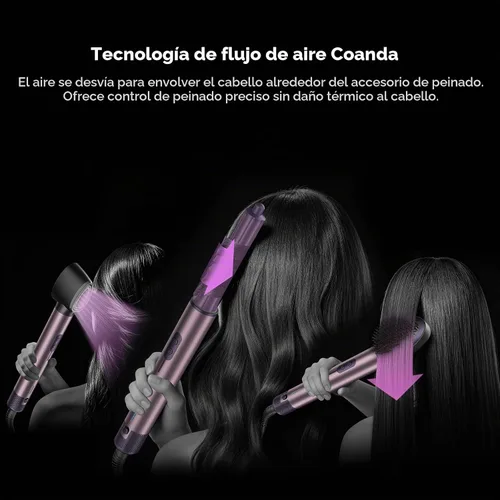 Vista 8 de Cepillo secador de pelo Cweixi 7 en 1, estilizador de aire caliente con Lavanda