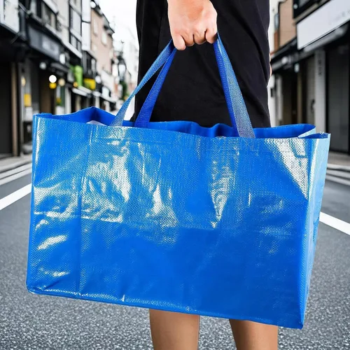Vista 2 de Shappy 6 Piezas Bolsas de Compra Extragrandes Reutilizables con Asas, Bolsas de Comestibles Tejidas Coloridas de Plástico Impermeable