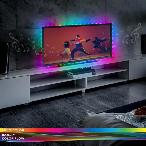 Vista 2 de XTREME Monster - Tira de luz LED de flujo multicolor de 13.1 pies, control de voz, aplicación inteligente y control de voz, fácil montaje
