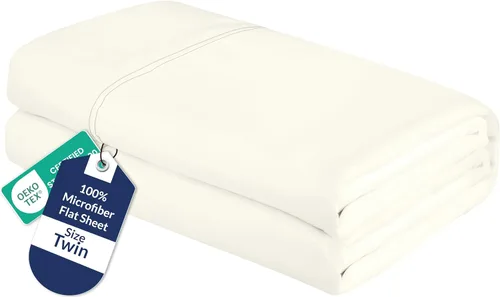 Vista 62 de Royale Linens Sábana Plana Individual – Sábanas Planas de Microfibra Cepillada Ultra Suave 1800 Solamente – Sin Arrugas y Resistentes a las Manchas