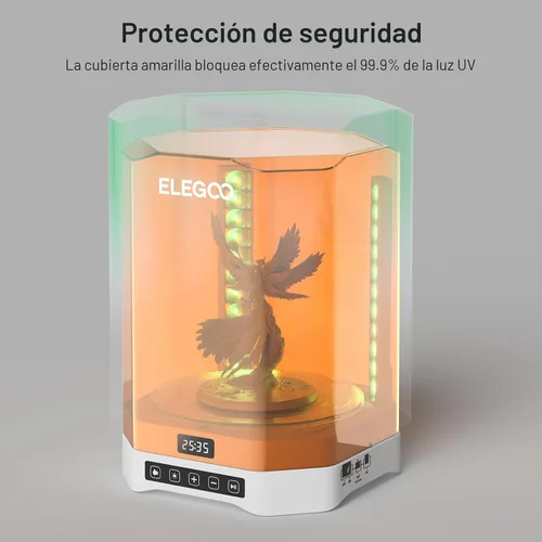 Vista 6 de ELEGOO Mercury Plus V3.0 - Estación de lavado y curado, gran capacidad de 7.5 L, compatible con impresoras 3D Mars Saturn Photon Halot MSLA LCD DLP