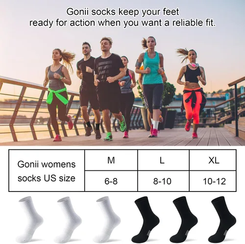 Vista 6 de Gonii Crew Socks Women Hiking Running Athletic Cushioned Compression Socks 5-6 Pairs