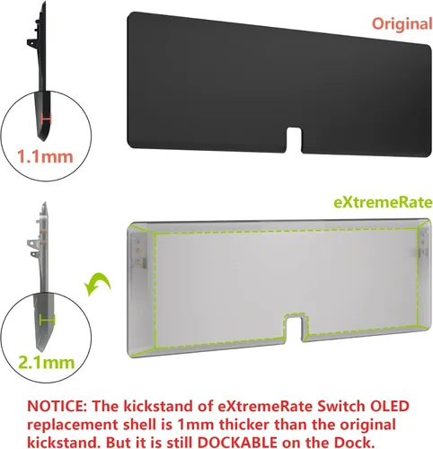 Vista 8 de eXtremeRate DIY Full Set Shell for Nintendo Switch OLED, Replacement Console Back Plate & Kickstand, Custom NS Handheld Controller Housing with Full