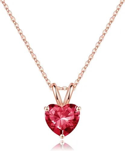 Vista 44 de SMILEST Dainty Heart Birthstone Necklace for Women, 925 Sterling Silver 01-enero-granate rojo