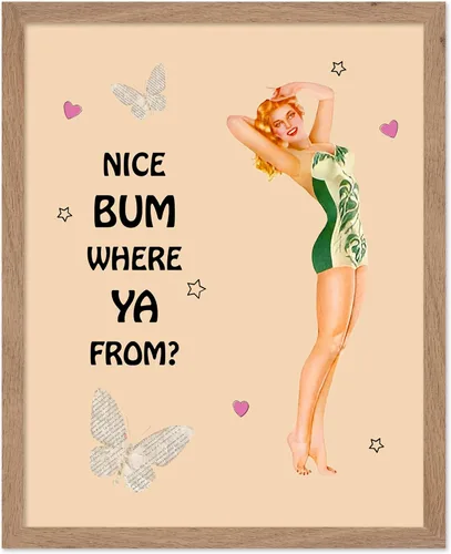 Vista 61 de Poster Master Pin Up Girl Poster - Better Late Than Ugly Print - Butterfly Art - Modern Art - Trendy Art - Gift for Men & Women - Funny Decor for