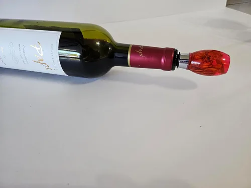 Vista 9 de tapon de botella de vino protector de vino (rojo con flor)