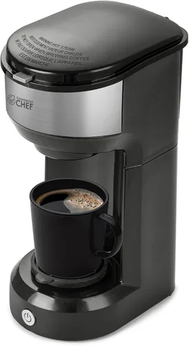 Vista 8 de Commercial CHEF Cafetera de una sola porción, tanque de agua de 13 onzas Negro /Gris