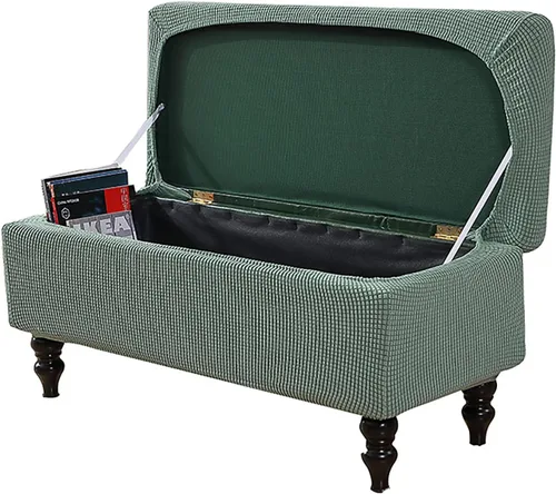 Vista 14 de Fundas otomanas rectangulares, fundas elásticas para reposapiés, funda de banco de almacenamiento, protector de muebles para reposapiés para sala