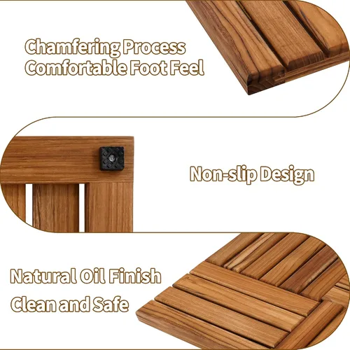 Vista 5 de Utoplike Tapete de baño de teca, tapetes de ducha de madera de 24 x 16
