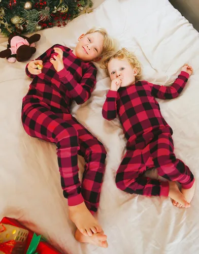 Vista 3 de VAENAIT BABY Infant Toddler Kids Adult Couple Family Matching Women Men Christmas Pjs Xmas Holiday Buffalo Plaid Pajama Set