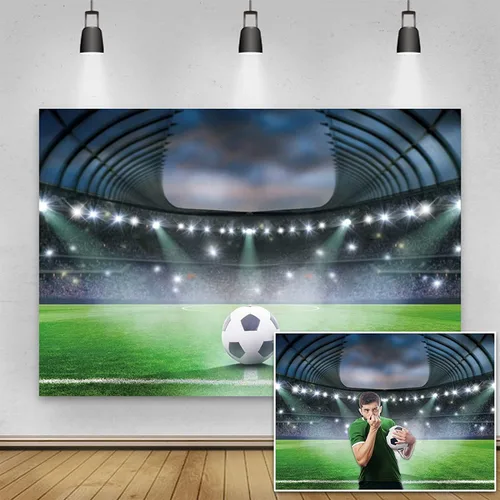 Vista 8 de Yeele Fondo de campo de fútbol de 5 x 3 pies, proyector de fondo de competición deportiva para fotografía de recién nacidos, niños, fiesta