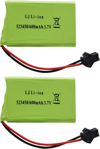 Vista 6 de Blomiky Paquete de 2 baterías recargables de litio de 3.7 V 600 mAh y 2 cables de carga USB compatibles con algunos robots de control remoto batería