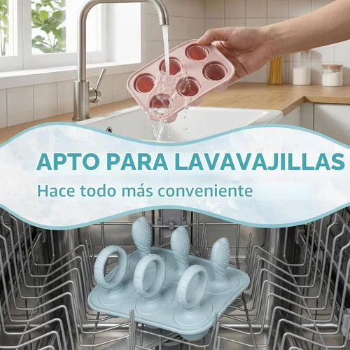 Vista 3 de Moldes de silicona para paletas de bebé, mini moldes para niños Beige y Rosa