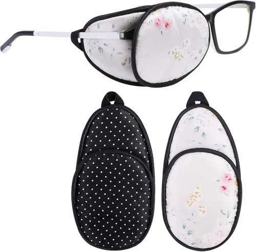 Vista 12 de eZAKKA Parches para ojos para adultos, parche para gafas, parche de seda para ojo perezoso, ambliopía, estrabismo y después de la cirugía