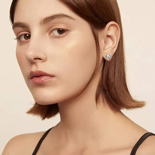 Vista 2 de Aretes de plata de ley S925 para baloncesto, béisbol, fútbol, rugby, softbol, voleibol, bola, bola, para mujeres y hombres