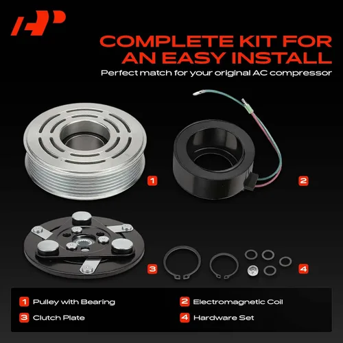 Vista 3 de A-Premium Kit de embrague del compresor del A/C compatible con Honda Civic 1.7L 2001-2005