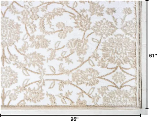 Vista 2 de Unique Loom Rushmore Collection - Alfombra de área - Taft (1.55 m x 2.44 m, Blanco nieve/Beige)