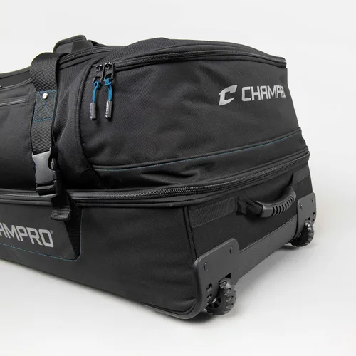 Vista 3 de Bolsa de equipo de árbitro con ruedas para oficiales de béisbol/softbol, color negro